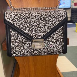 Michael Kors Black and Silver Embellished Clutch NWT
